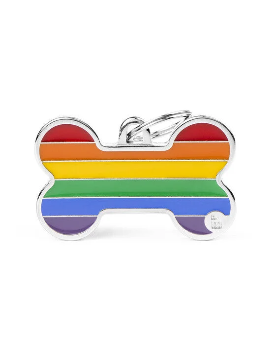 My Family USA Pet Tag - Rainbow Bone - XL