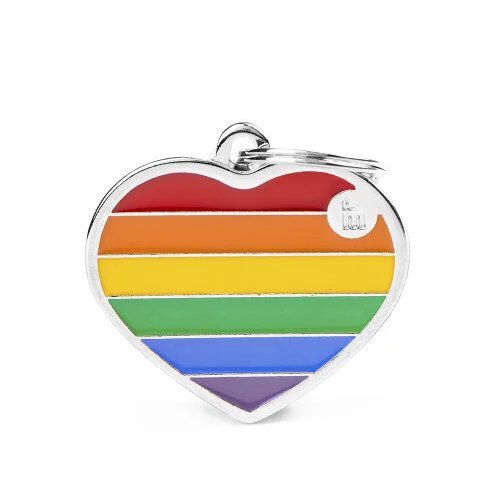 My Family USA Pet Tag - Rainbow Heart - Large