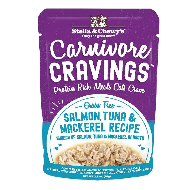 Stella & Chewy's Wet Cat Food Carnivore Cravings Salmon, Tuna & Mackerel Recipe 2.8oz Pouch Single