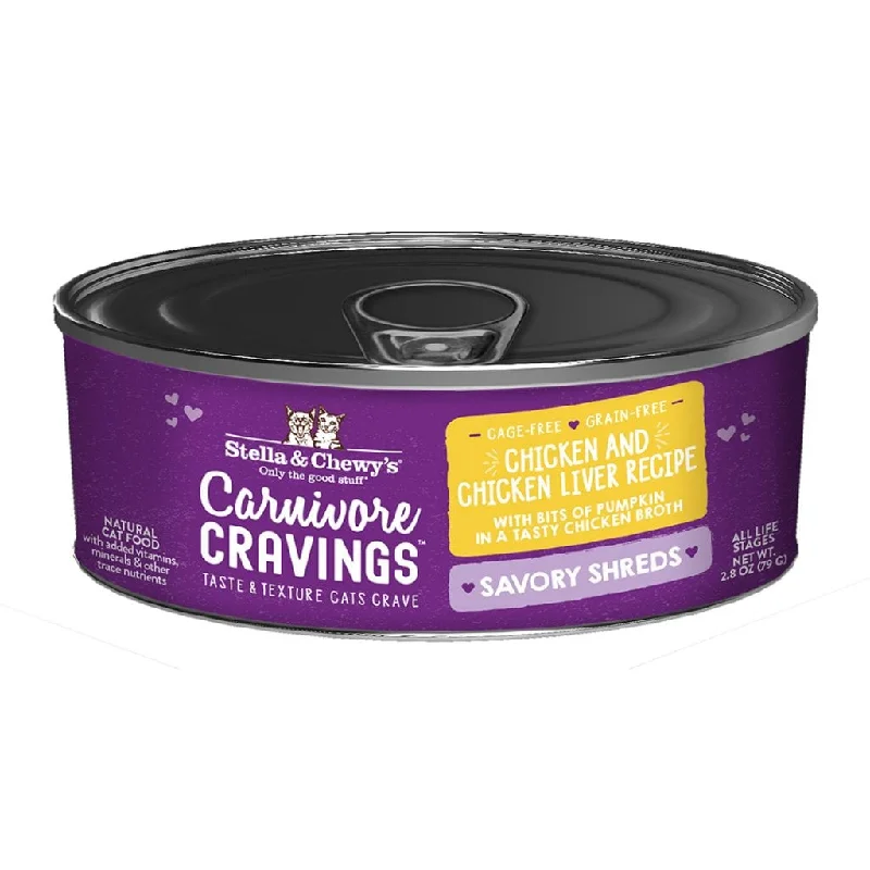 Stella & Chewy's Wet Cat Food Carnivore Cravings Savory Shreds Chicken & Chicken Liver Recipe