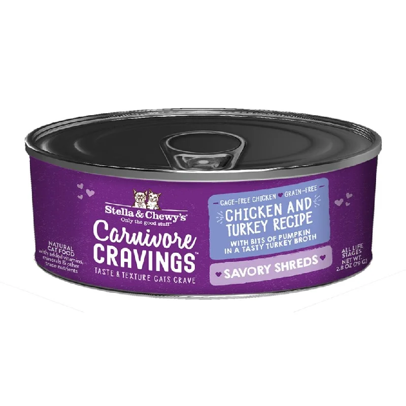 Stella & Chewy's Wet Cat Food Carnivore Cravings Savory Shreds Chicken & Turkey Recipe