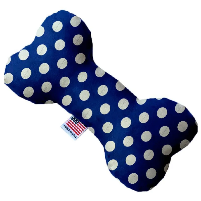 Plush Bone Dog Toy Bright Blue Swiss Dots