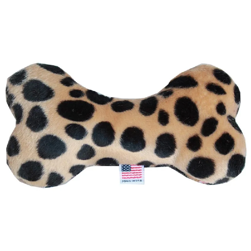 Plush Bone Dog Toy Brown Leopard