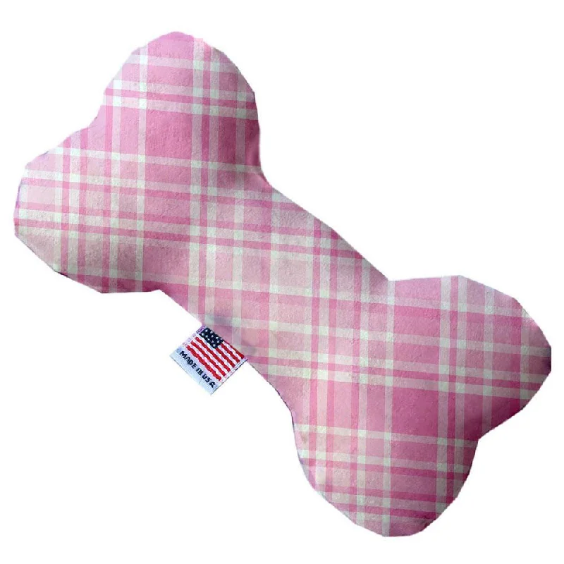 Plush Bone Dog Toy Cupid Pink Plaid