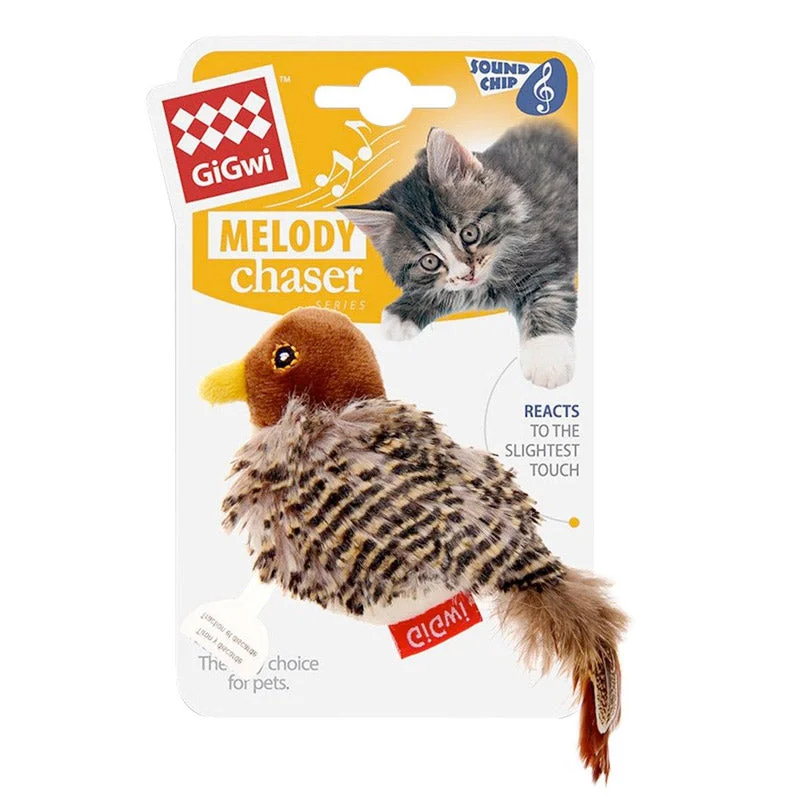 Bird 'Melody chaser'w/motion activated sound chip and feather (bird sound)