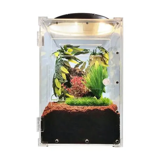 Acrylic Front-Opening Enclosure Transparent Reptile Breeding Box Terrarium Cage Tank for Geckos,