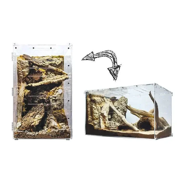 Acrylic Two-Way Enclosure XLarge Reptile Breeding Box Terrarium Cage Tank for Geckos, Chameleons,