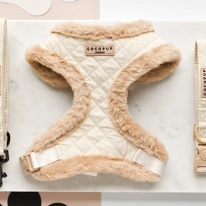 Cream Quilted Adjustable Neck Harness