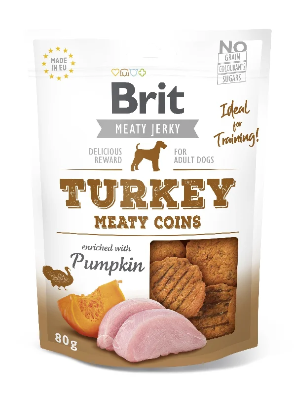 BRIT Meaty Jerky, medaljoni, puretina, obogaćena bundevom, 200 g