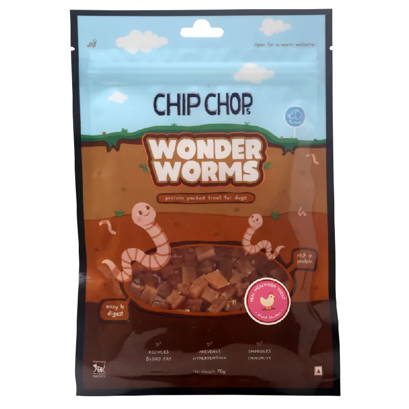 Chip Chops Wonder Worms Diced Chicken with Mealworms Dog Treats