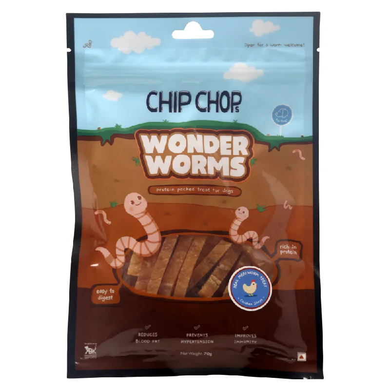 Chip Chops Wonder Worms Dried Chicken Strip with Mealworm Dog Treats