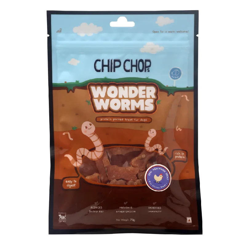 Chip Chops Wonder Worms Mini Chicken Bones with Mealworms Dog Treats