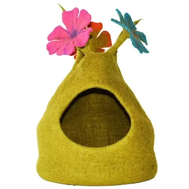 Dharma Dog Karma Cat Bouquet Cave Green/Multi Small Dogs & Cat Bed