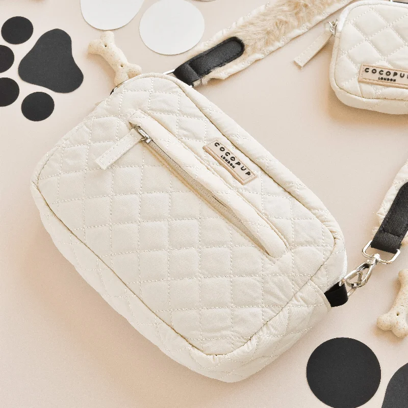 Dog Walking Bag - Cream Quilted