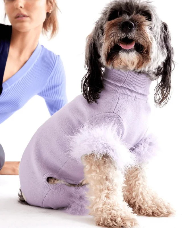 Feather Knit Dog Onesie in Lavender (FINAL SALE)