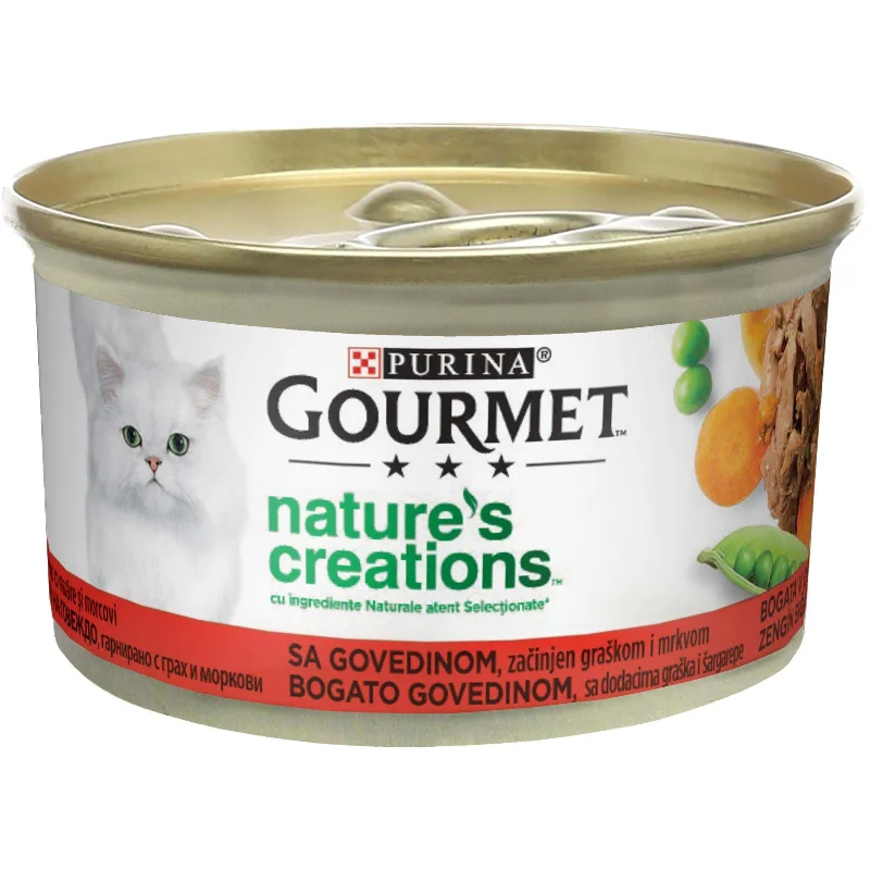 GOURMET Nature's creation s govedinom, začinjen graškom i mrkvom, 85g