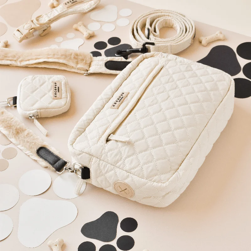 Large Dog Walking Bag - Cream Quilted