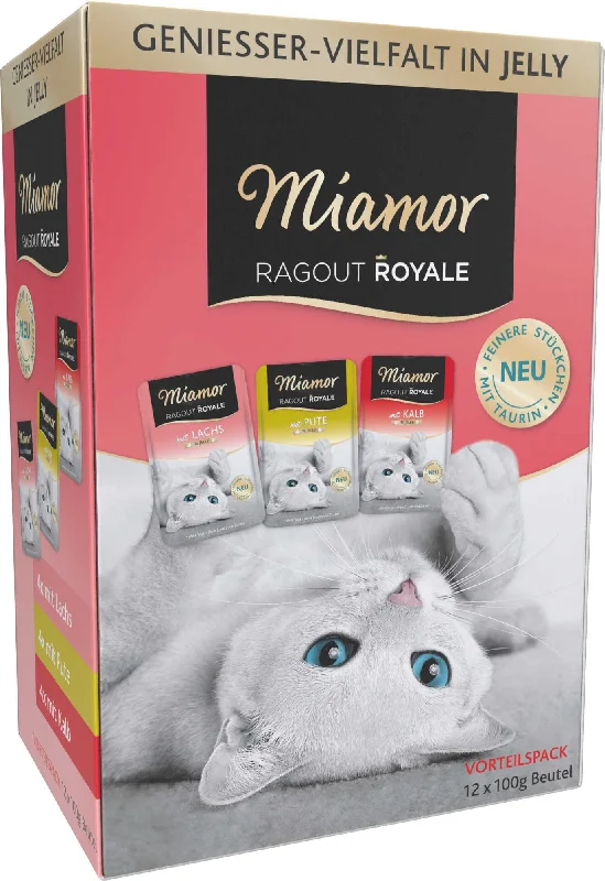 MIAMOR Ragout Pachet plicuri pentru pisici, Curcan, Somon, Viţel 12x100g