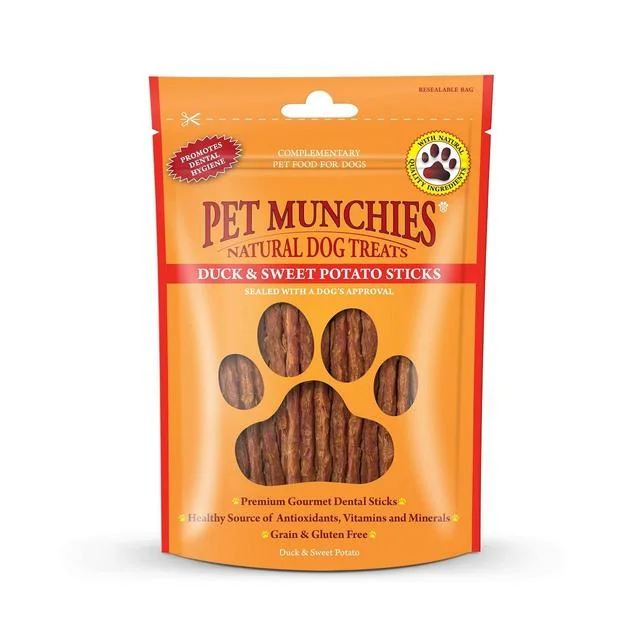 Pet Munchies Duck & Sweet Potato Sticks Dog Treat   90g