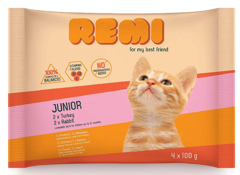 REMI KITTEN Multipak  (2x s puretinom, 2x s kunićevinom), 4x100g