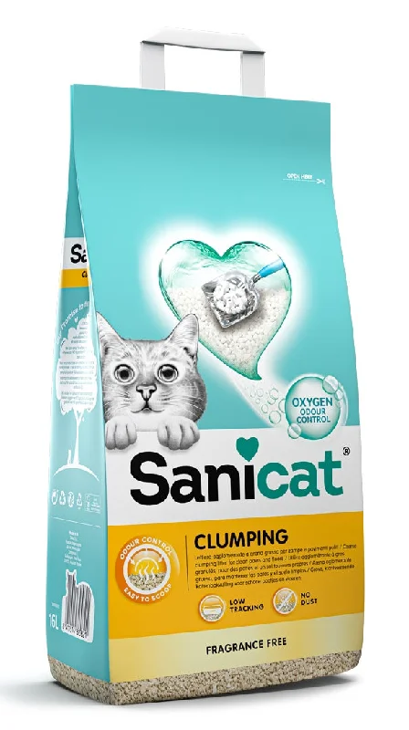 SANICAT Clumping, grudajući mineralni pijesak za mačke, bezmirisni, 16l