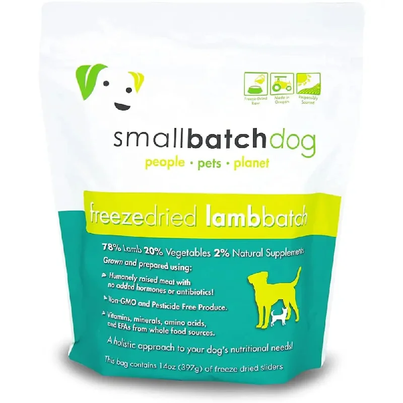 Smallbatch Pets Freeze-Dried Premium Raw Food Diet for Dogs, Lamb Sliders Dog Food 14 oz