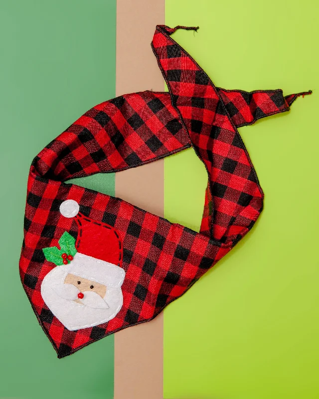 Santa Claus Buffalo Plaid Dog Bandana (CLEARANCE)