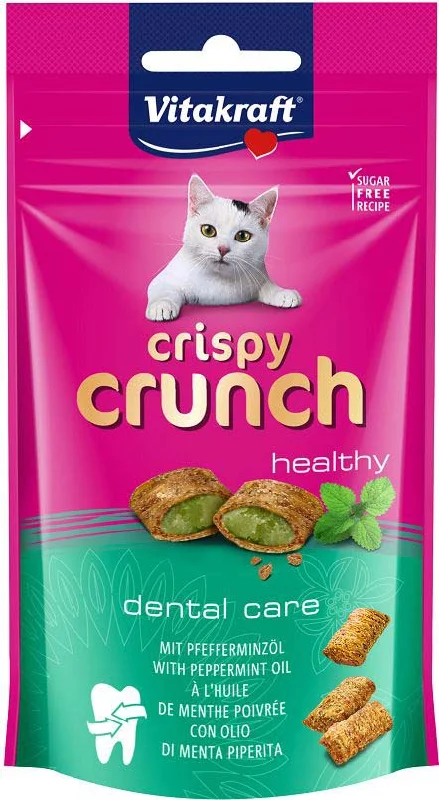 VITAKRAFT Delicatesă pentru pisici Crispy Crunch Dental cu Ulei de Mentă, 60g