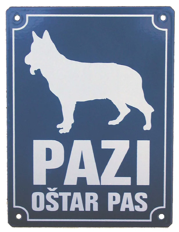 ZOO PRODUKT Ploča za ogradu Pazi oštar pas, metalna, 20x16cm