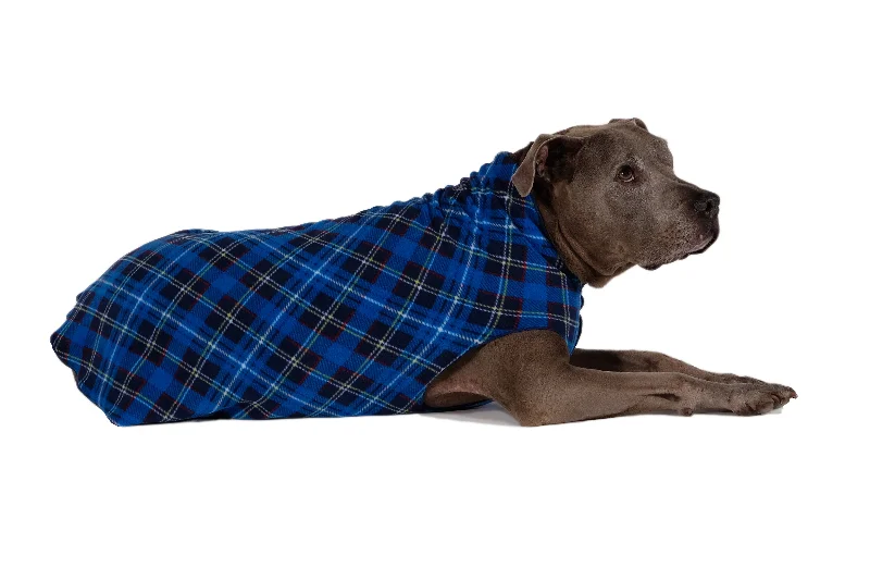 GOLD PAW | Stretch Fleece in Blue Plaid